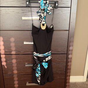 Cache Black and Blue Patterned Romper